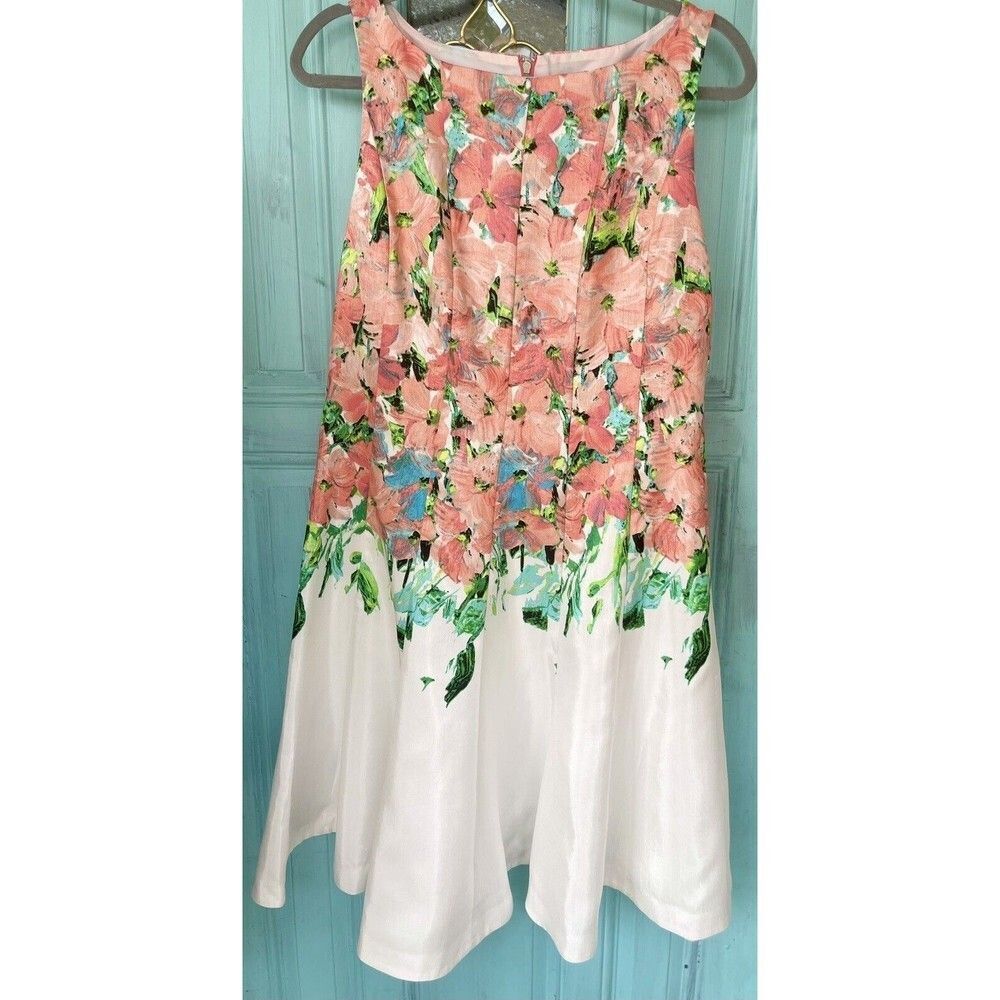 Spring Vibrant Danny & Nicole Sz10 Fit & Flare Dress sleeveless Floral Wedding